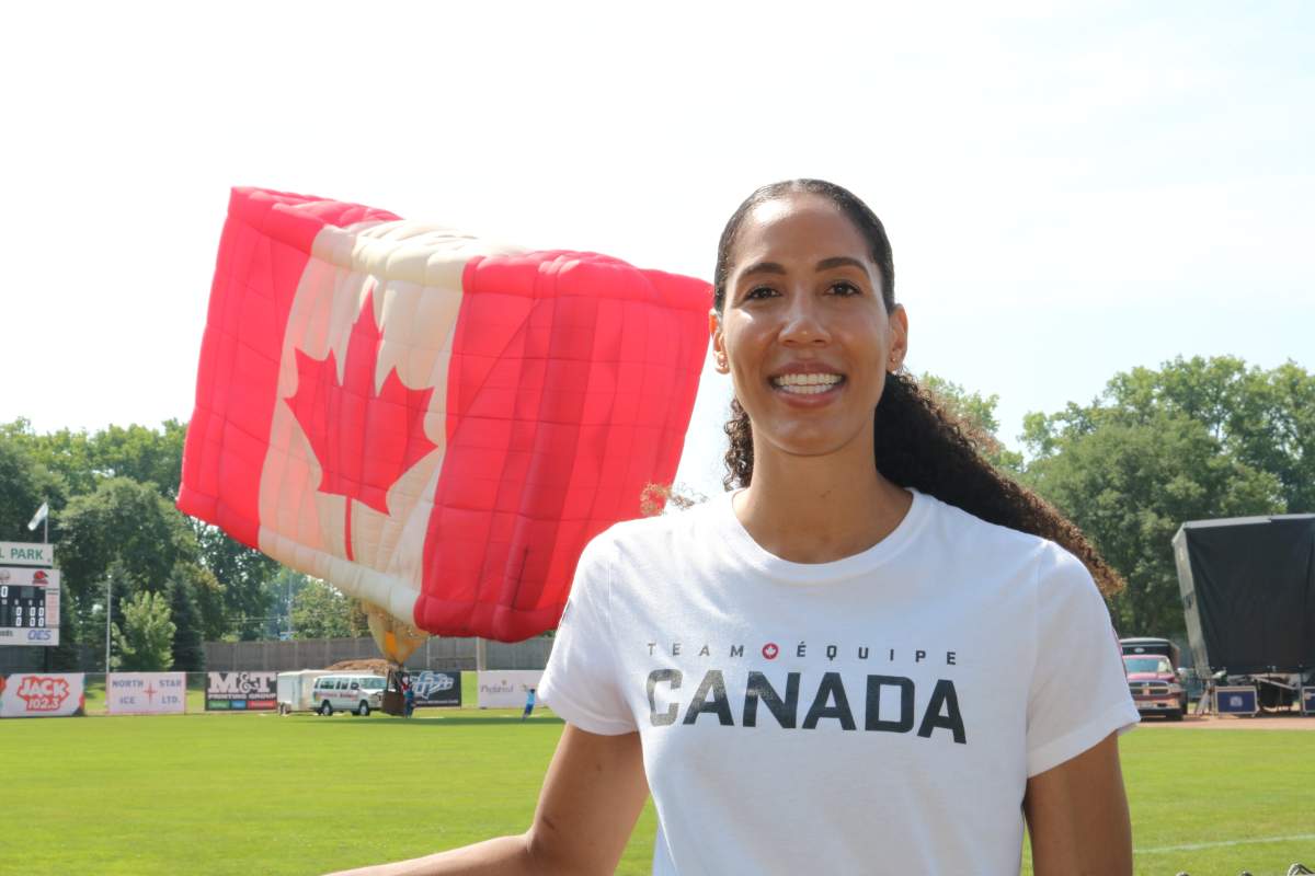 London Olympic basketball player Miranda Ayim at the London Olympic celebration at Labatt Park on Saturday, August 28, 2021