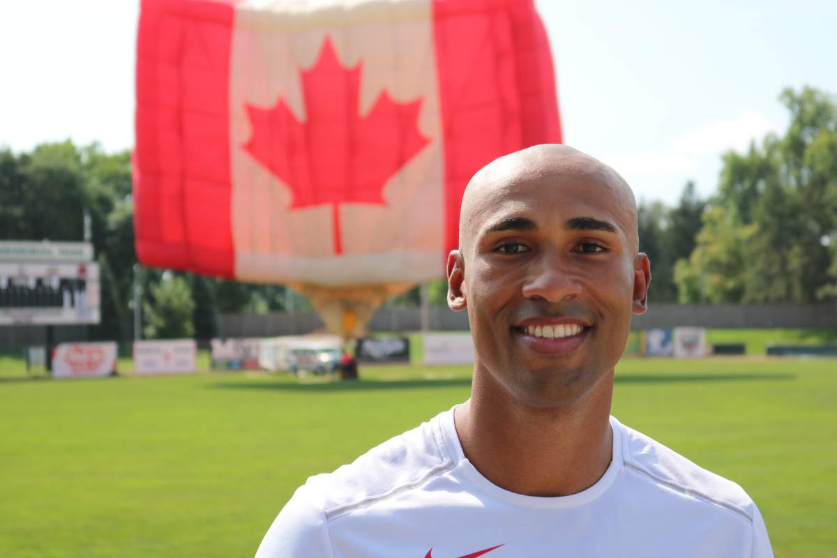London Olympic decathlete Damian Warner at the London Olympic celebration at Labatt Park on Saturday, August 28, 2021