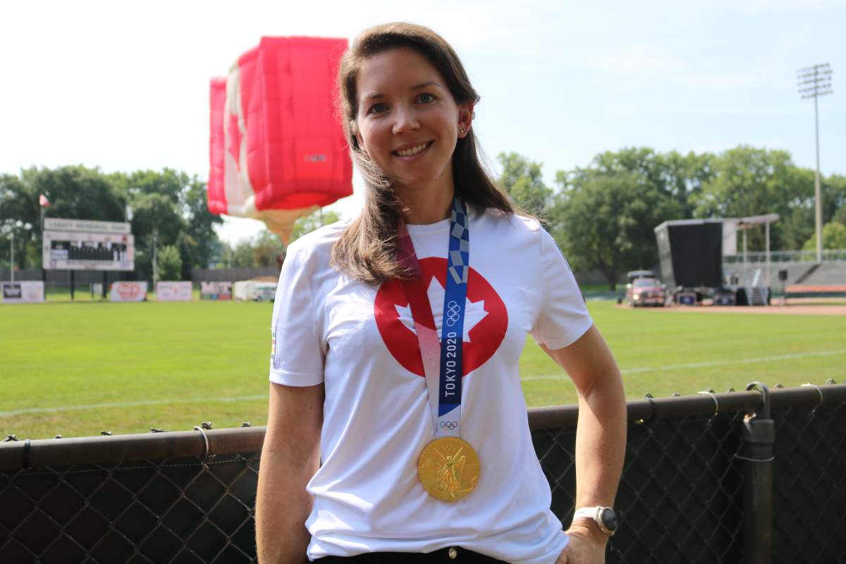 London Olympic rower Susanne Grainger at the London Olympic celebration at Labatt Park on Saturday, August 28, 2021