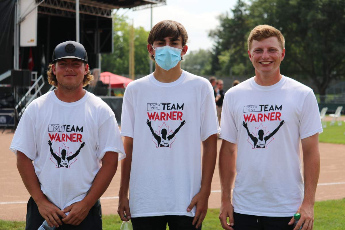 Londoners showing their support for London Olympic decathlete Damian Warner at the London Olympic celebration at Labatt Park on Saturday, August 28, 2021