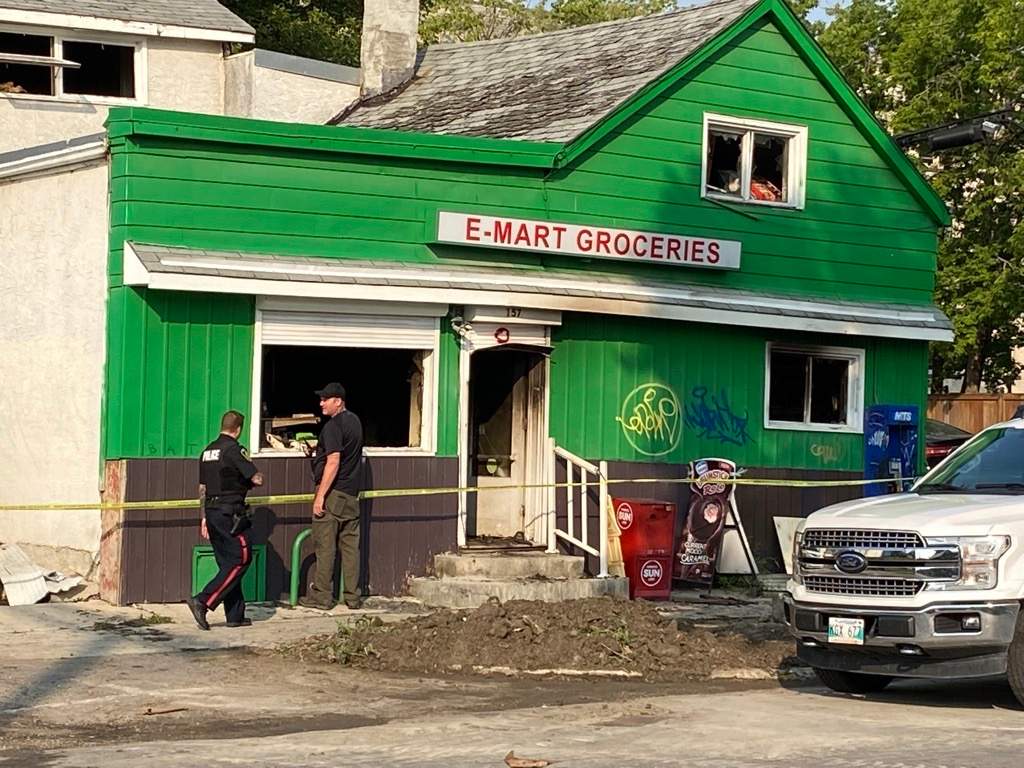 Photo of fire damage to the commercial building on Scott Street