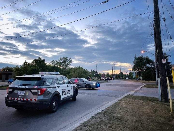 Police at the scene of the crash Saturday evening.