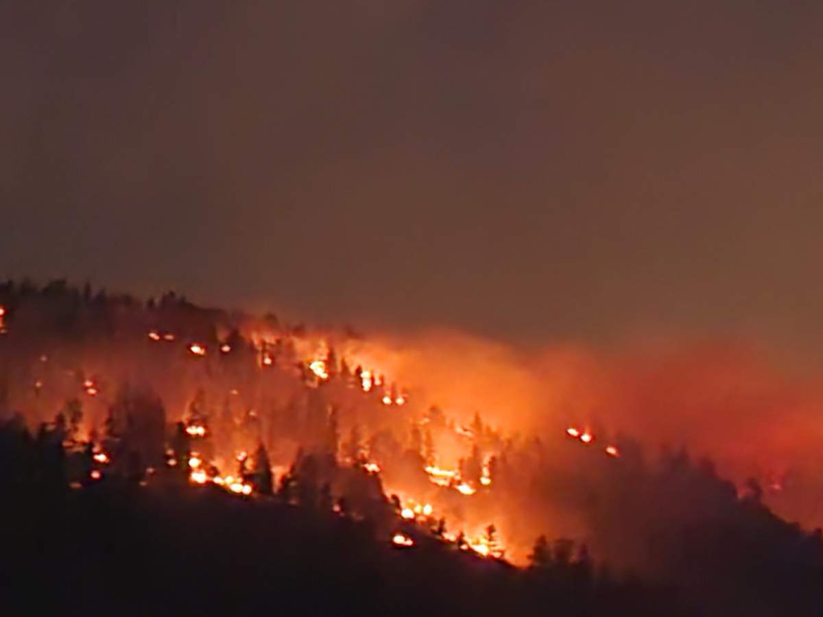 Flames from the Mount Law blaze on Friday night.