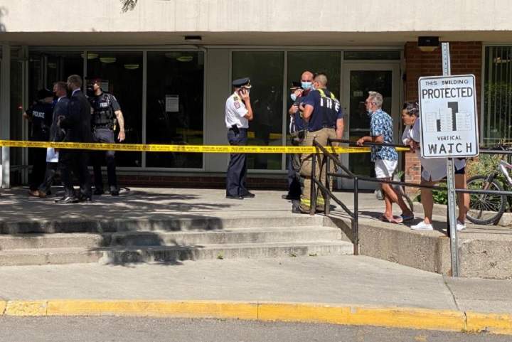 Emergency crews were called to the Dunn Avenue apartment building at around 2:50 p.m. on Monday.