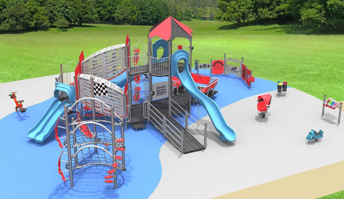 Rendering of playground equipment at Southwest Optimist Park.