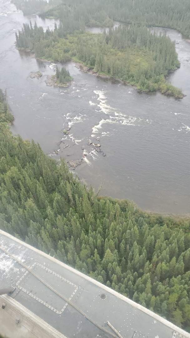 The rescue location of the two stranded canoeists.