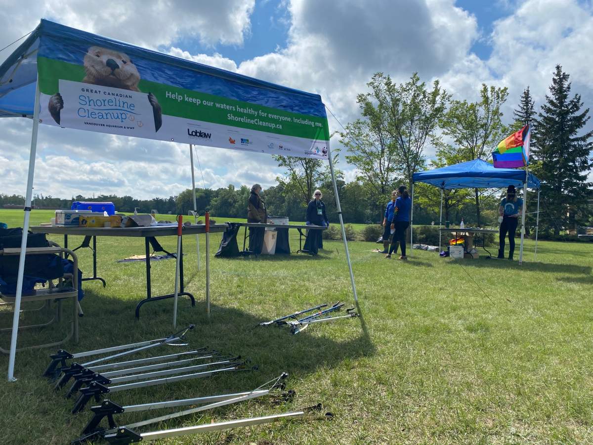 The banks of the Assiniboine River are a bit cleaner, thanks to the help of several dozen volunteers.