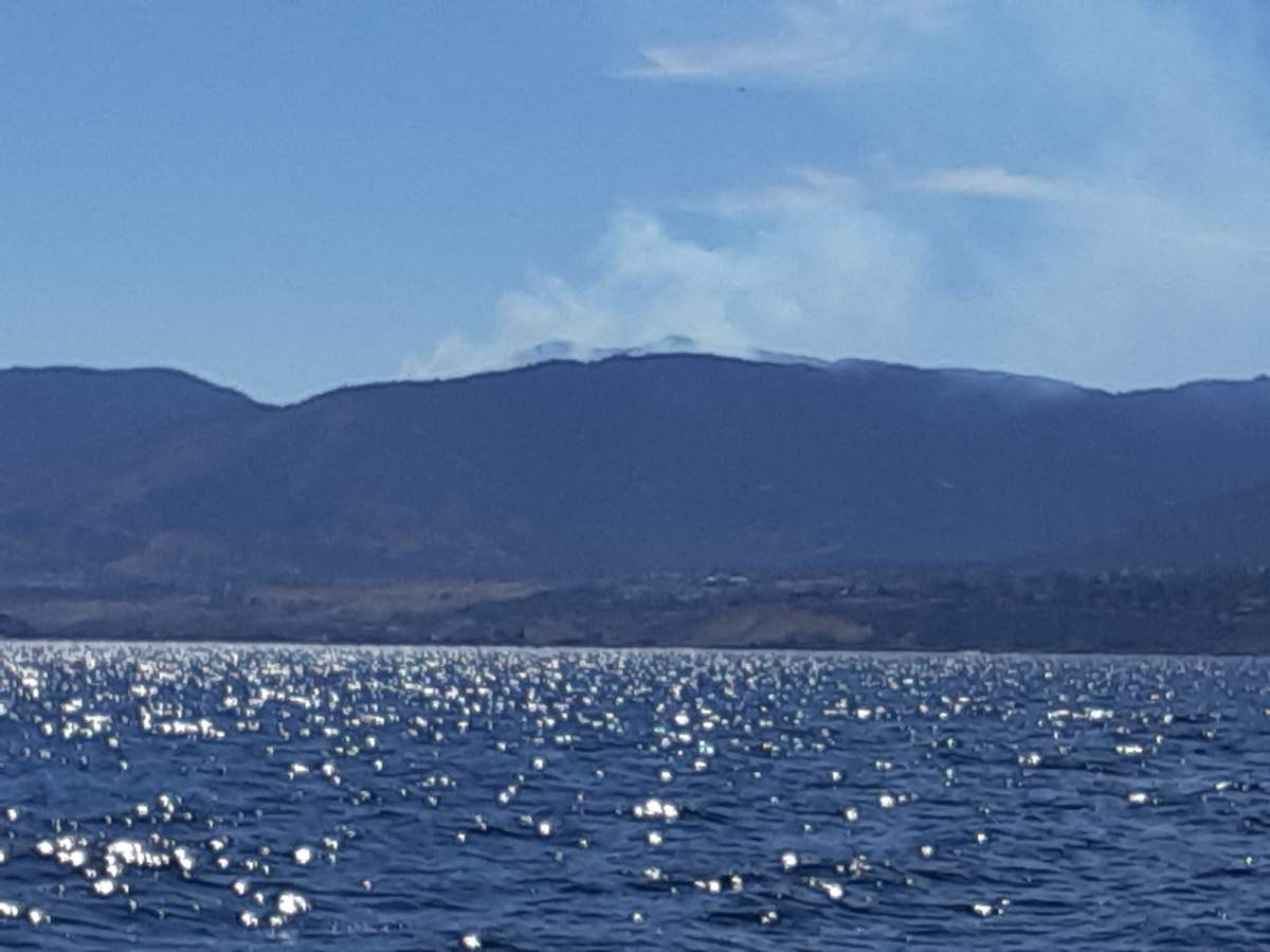 Smoke rises from the Skaha Creek wildfire.