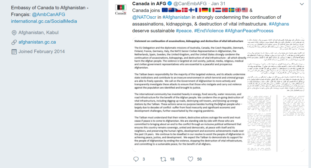 Global Affairs Canada is purging websites, social media amid Taliban takeover - image