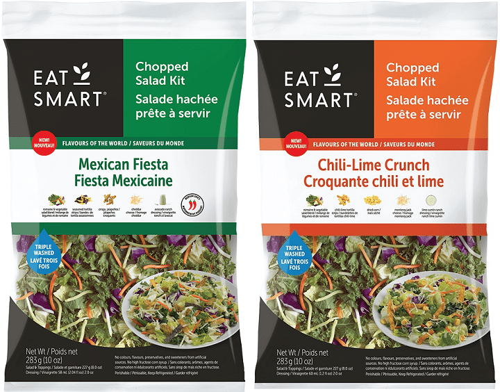 Two examples of the chopped salad kits that were recalled over possible Listeria contamination last month.