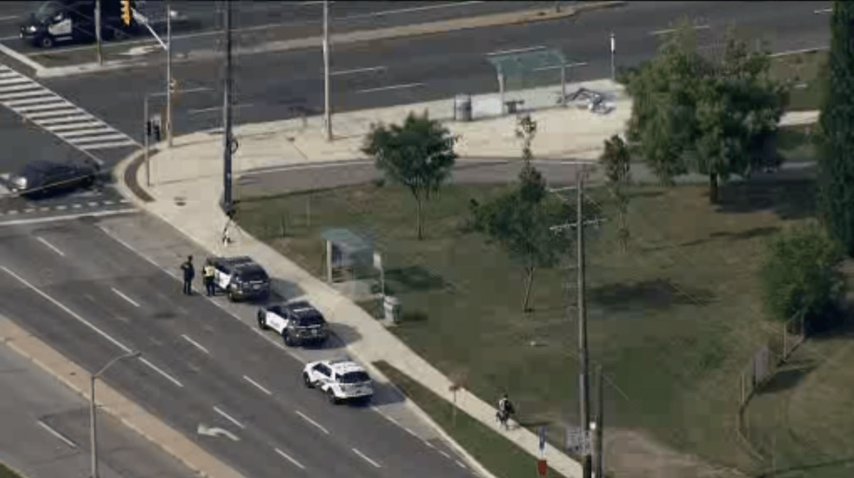Police at the scene of the collision in Etobicoke on Tuesday.