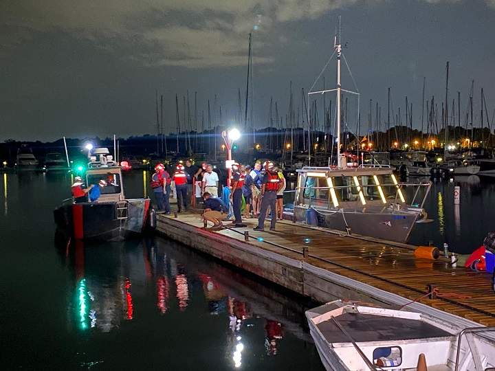 Police and crews on scene near 16 Mile Creek and Lake Ontario in Oakville.