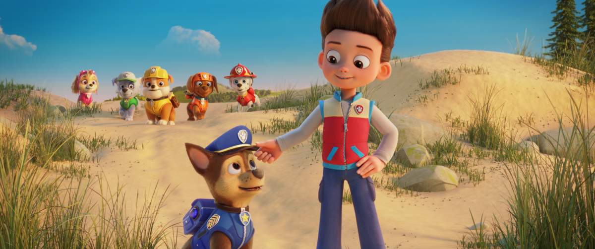 Left to right: Chase the dog (voiced by Iain Armitage) and Ryder (voiced by Will Brisbin) in PAW Patrol: The Movie.