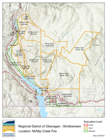 The map of the properties that are no longer on Evacuation Order. 