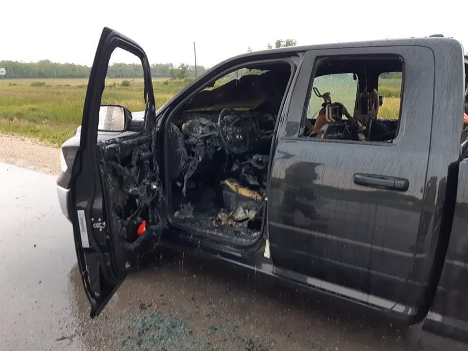 ‘Big blue flash’: Driver in shock but unharmed after lightning strikes truck on Trans-Canada - image