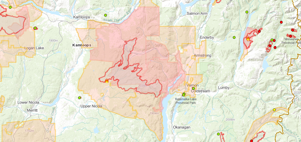 A map of the White Rock Lake fire’s perimeter as of Saturday morning.