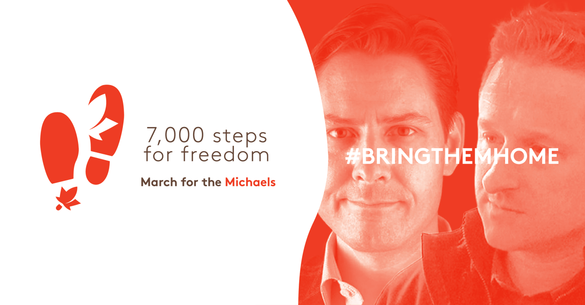 The families and supporters of Michael Kovrig and Michael Spavor are organizing a solidarity march in Ottawa for Sept. 5. Participants will march 7,000 steps, just like Kovrig does inside his prison cell every day.