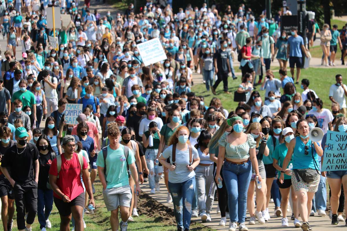 An estimated 9000 student at Western University walked out of class to protest what they call a “culture of misogyny” on campus after a series of sexual assault allegations on Sep 17, 2021