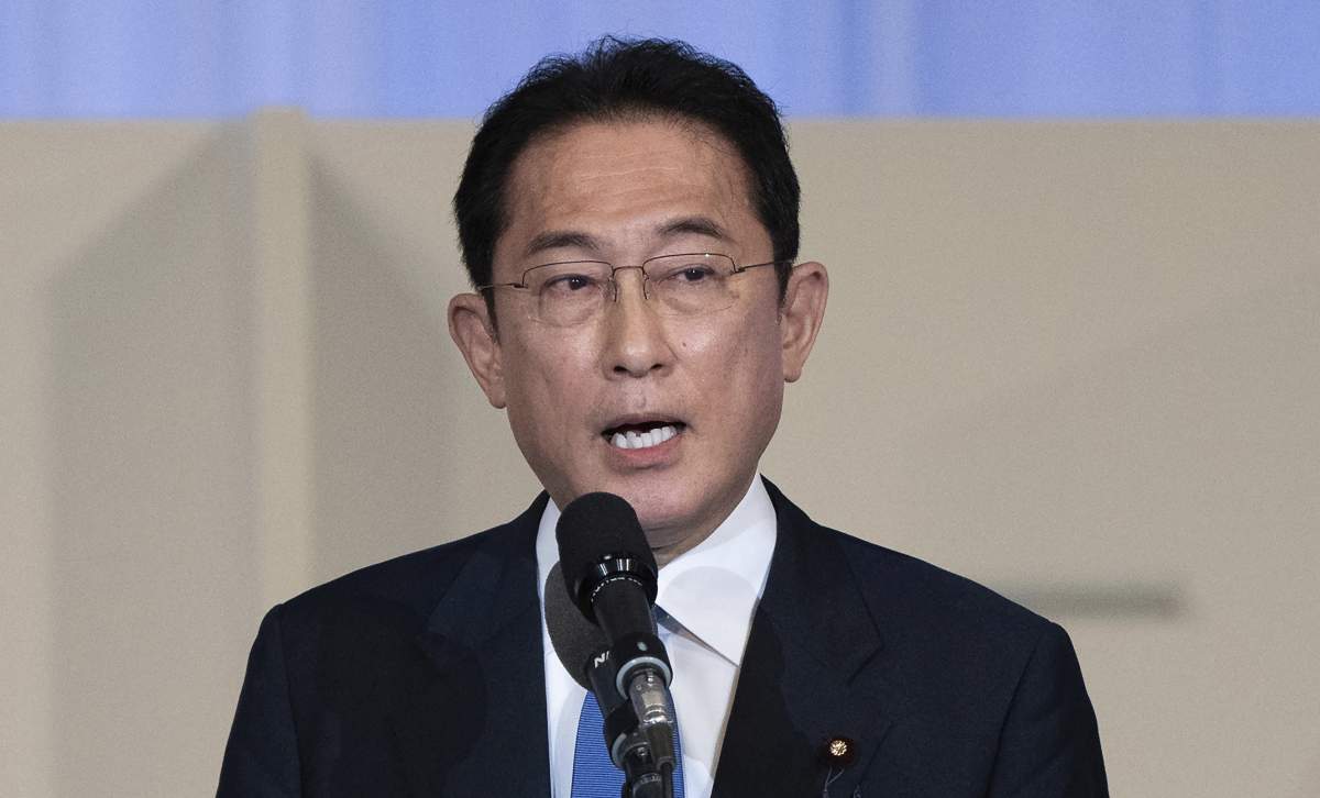 Japan's former Foreign Minister Fumio Kishida speaks after being announced the winner of the Liberal Democrat Party leadership election in Tokyo Wednesday, Sept. 29, 2021. Kishida has won the governing party leadership election and is set to be become the next prime minister. (Carl Court/Pool Photo via AP).