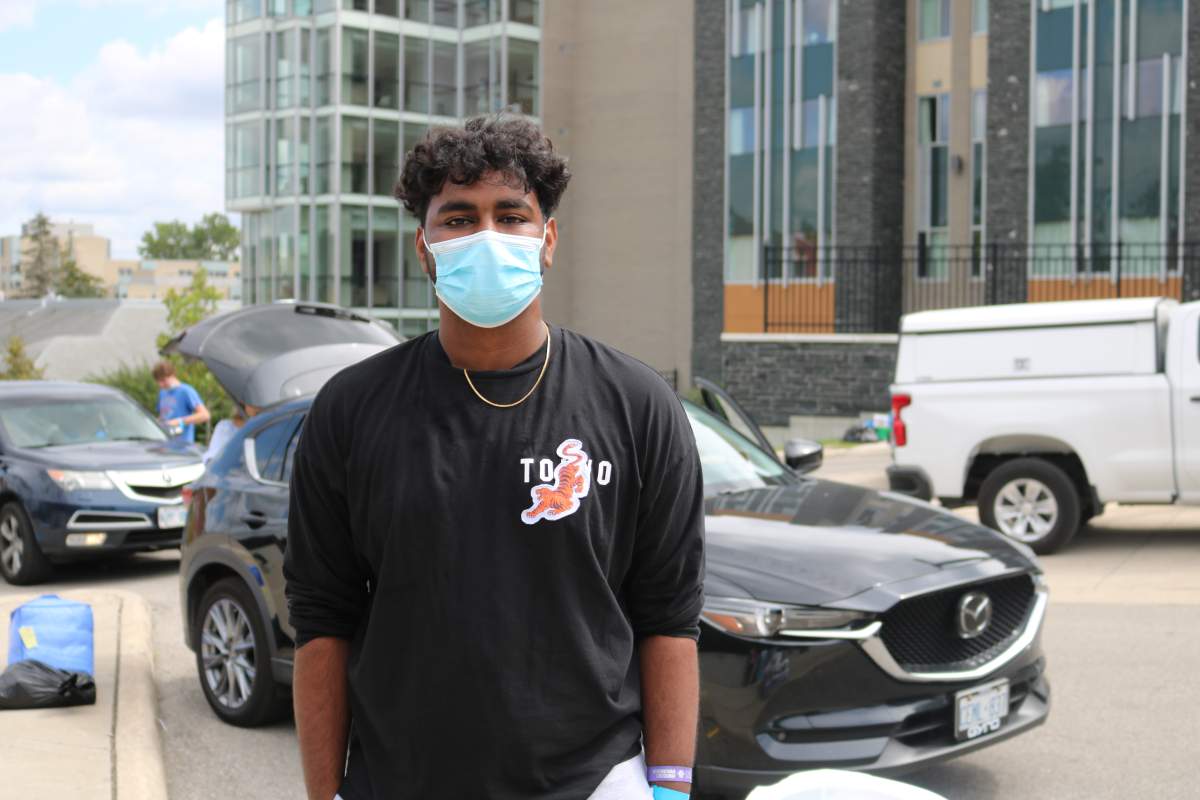 First-year engineering student Yathu Suthkren moving into residency at Western University on Sept. 3, 2021