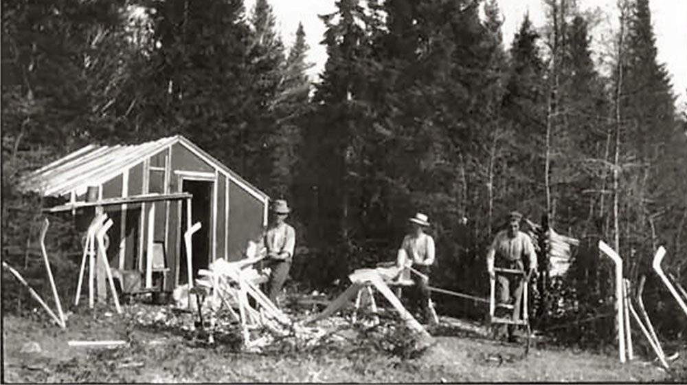 Mi’kmaq making hockey sticks, circa 1890