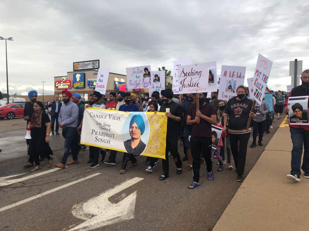 Community members held a vigil for Prabhjot Singh Katri last month.