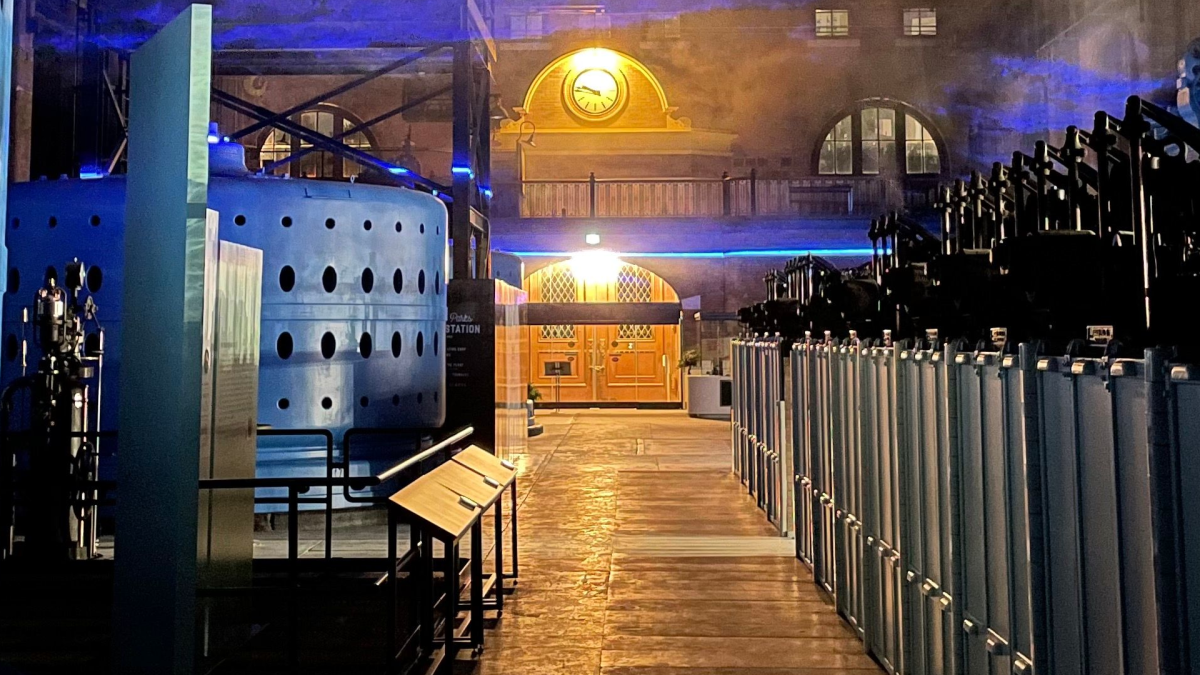 The Niagara Parks Power Station in 2021 after the completion of a design change which now incorporates an interactive show at night. 