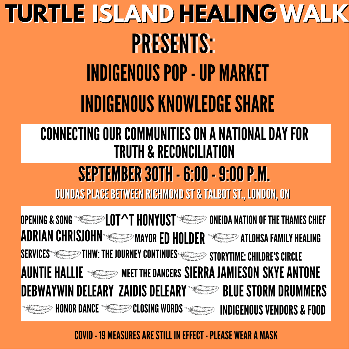 A poster for Thursday’s Indigenous pop-up market and Indigenous knowledge share, which is hosted by Turtle Island Healing Walk.