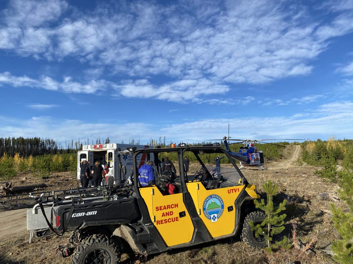 Kelowna RCMP are investigating after a man died and another was seriously injured when the UTV they were riding crash on Saturday, Sept. 25, 2021.