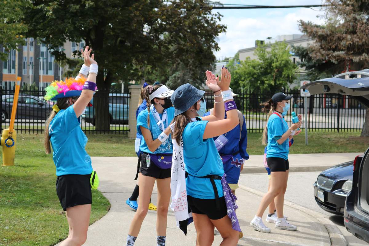Residency advisors and frosh week volunteers, helping students move into residency at Western University during the fist week of school on September 3, 2021.
