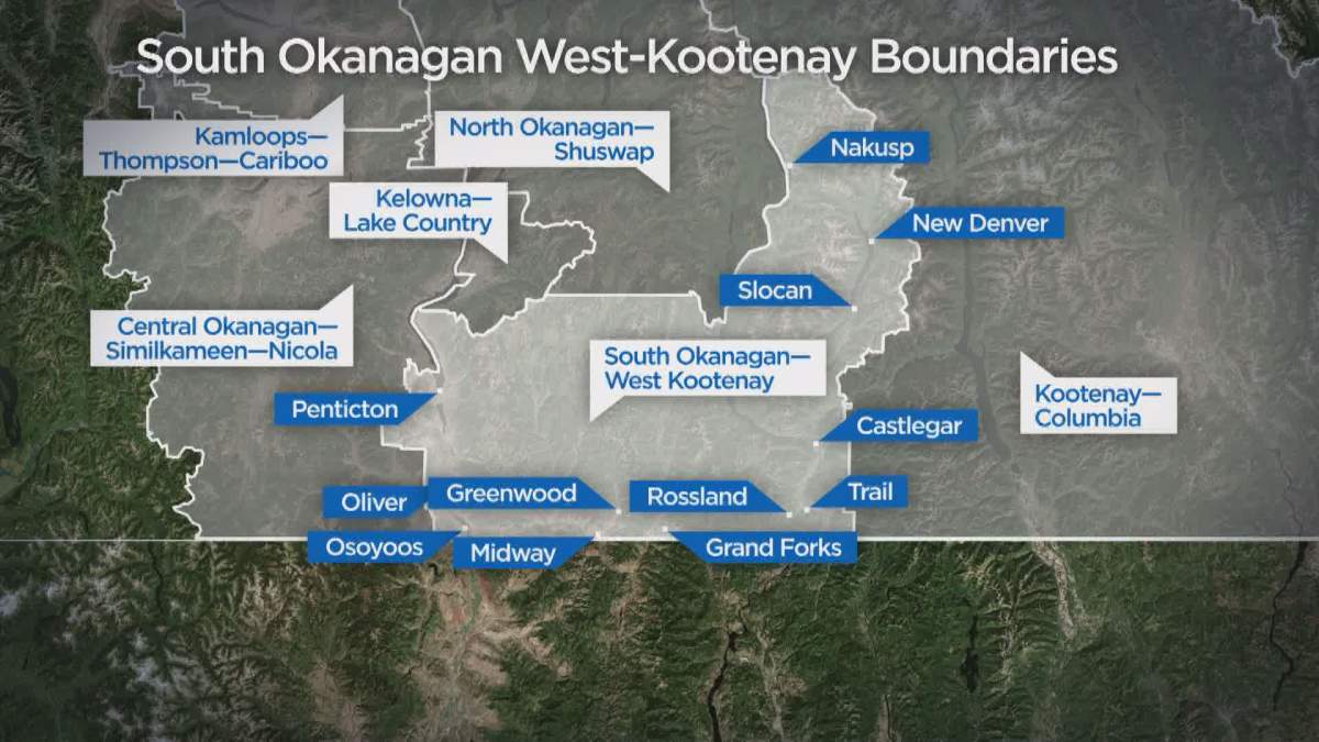 The sprawling riding of South Okanagan-West Kootenay.