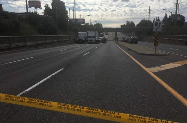 Emergency crews were called to Steeles Avenue West at around 1:20 p.m. on Friday.