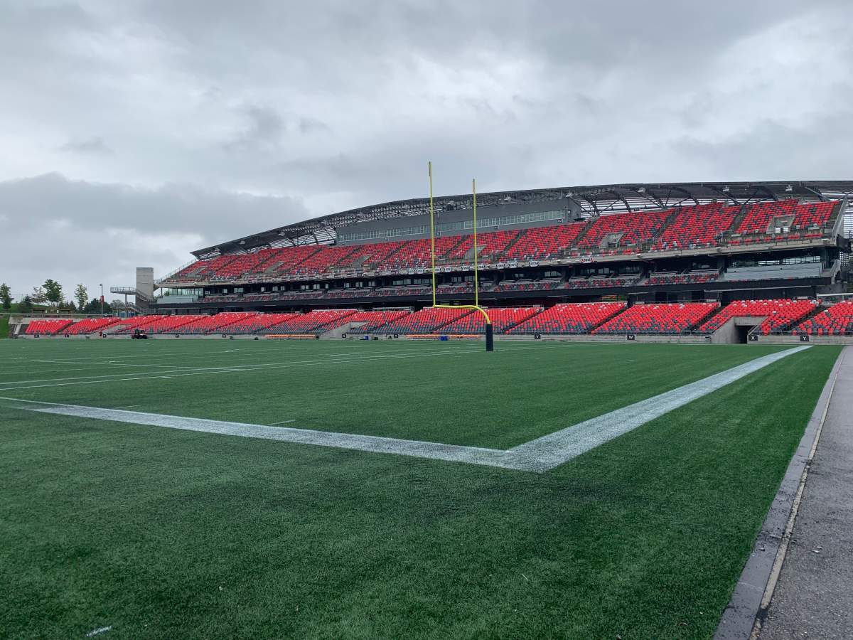 TD Place Stadium in Ottawa where the Edmonton Elks will play the Redblacks on Tuesday, September 28, 2021.