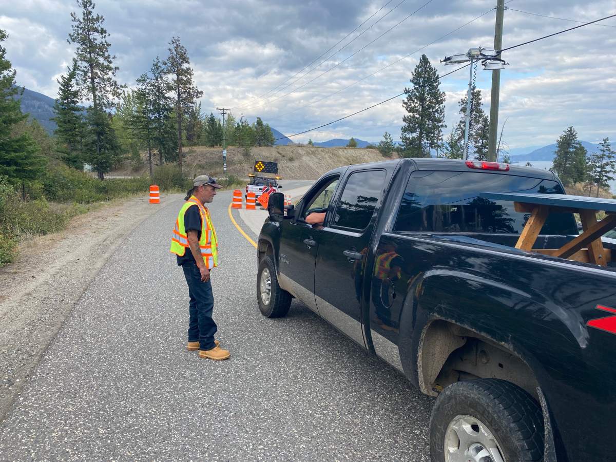 A photo showing residents being allowed to return home after an evacuation order for the Valley of the Sun subdivision was lifted. The White Rock Lake wildfire has seen minimal growth in the last week, according to the BC Wildfire Service.