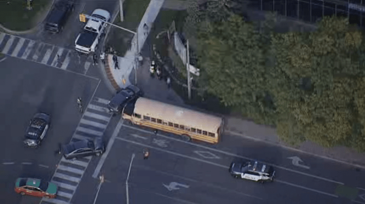 The scene of the collision in east Toronto on Tuesday.