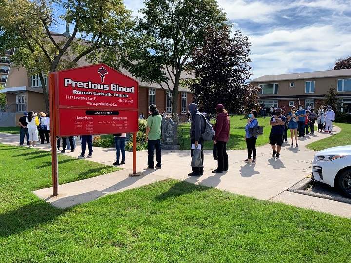 Voters lined up at Precious Blood Roman Catholic Church