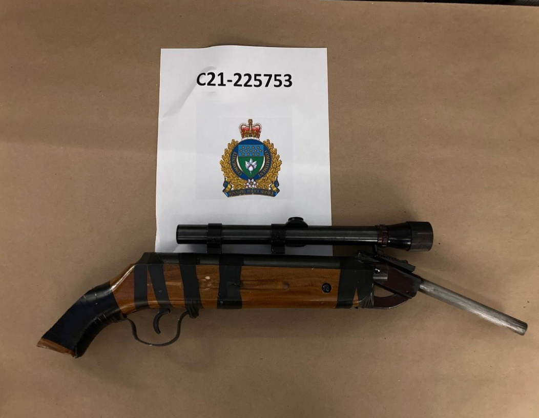 A weapon seized by Winnipeg police Sunday night.