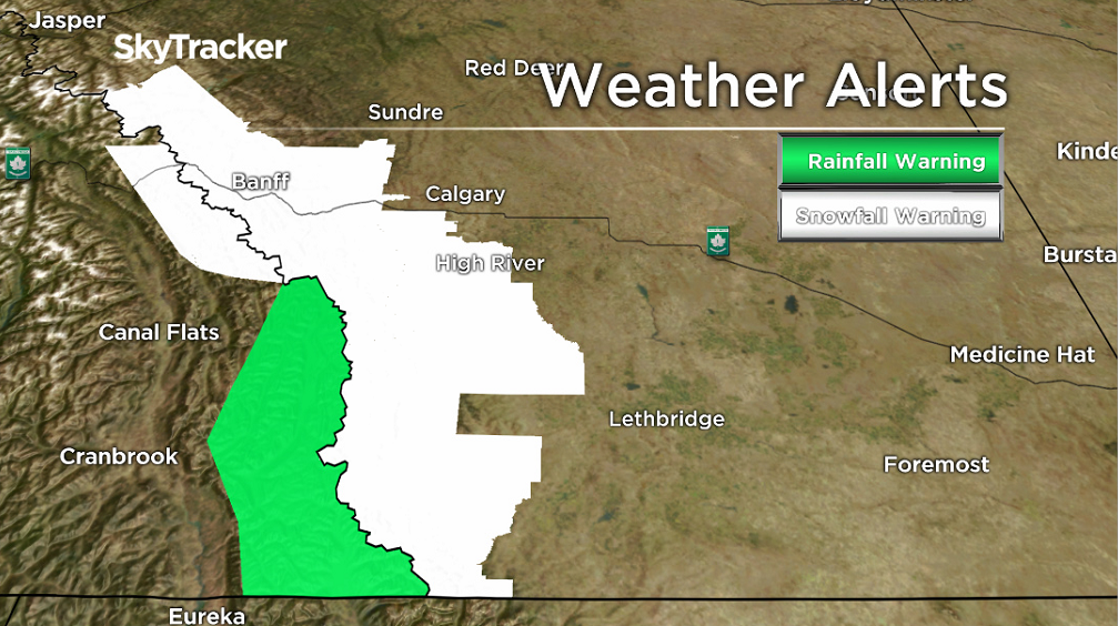Snowfall warnings in place for the Banff, Kananaskis and Canmore regions Friday, Oct. 29, 2021.