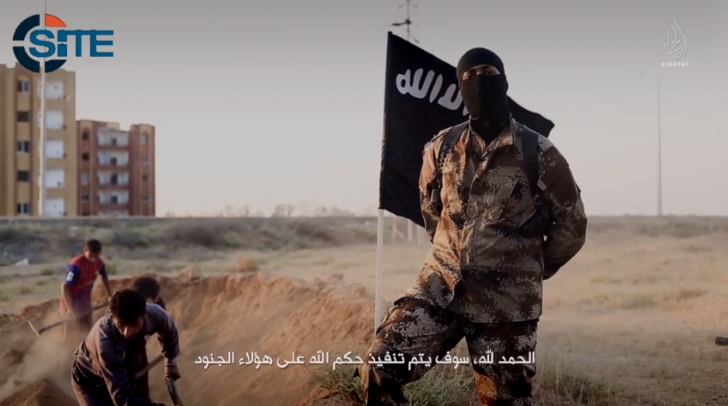 Scene from the ISIS execution video Flames of War, featuring Canadian ISIS propagandist Mohamed Khalifa.