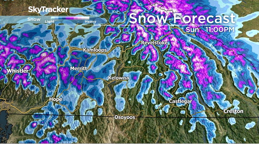 According to Environment Canada, rain on Saturday afternoon will change to snow that night or Sunday morning, with 10-15 cm expected.