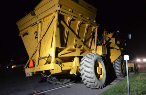 Delta police are searching for dash cam footage of this farm vehicle travelling northbound on Highway 17A on Oct. 1, 2021.