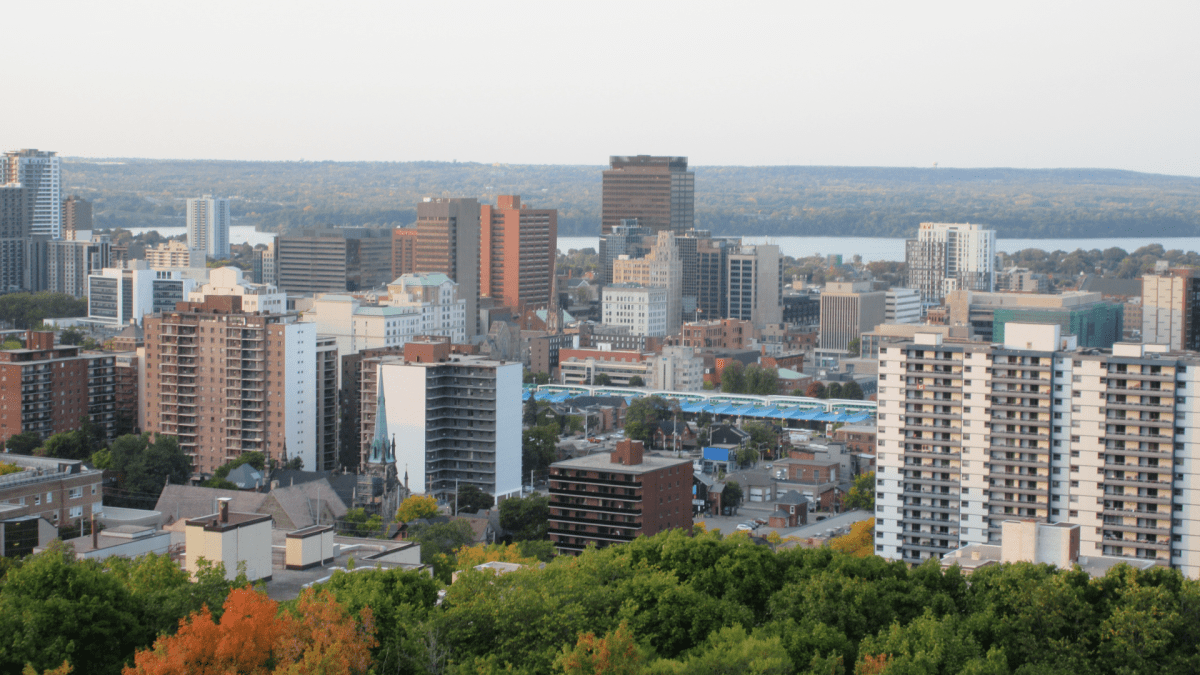 A photo of Hamilton, Ontario's skyline in August of 2021.