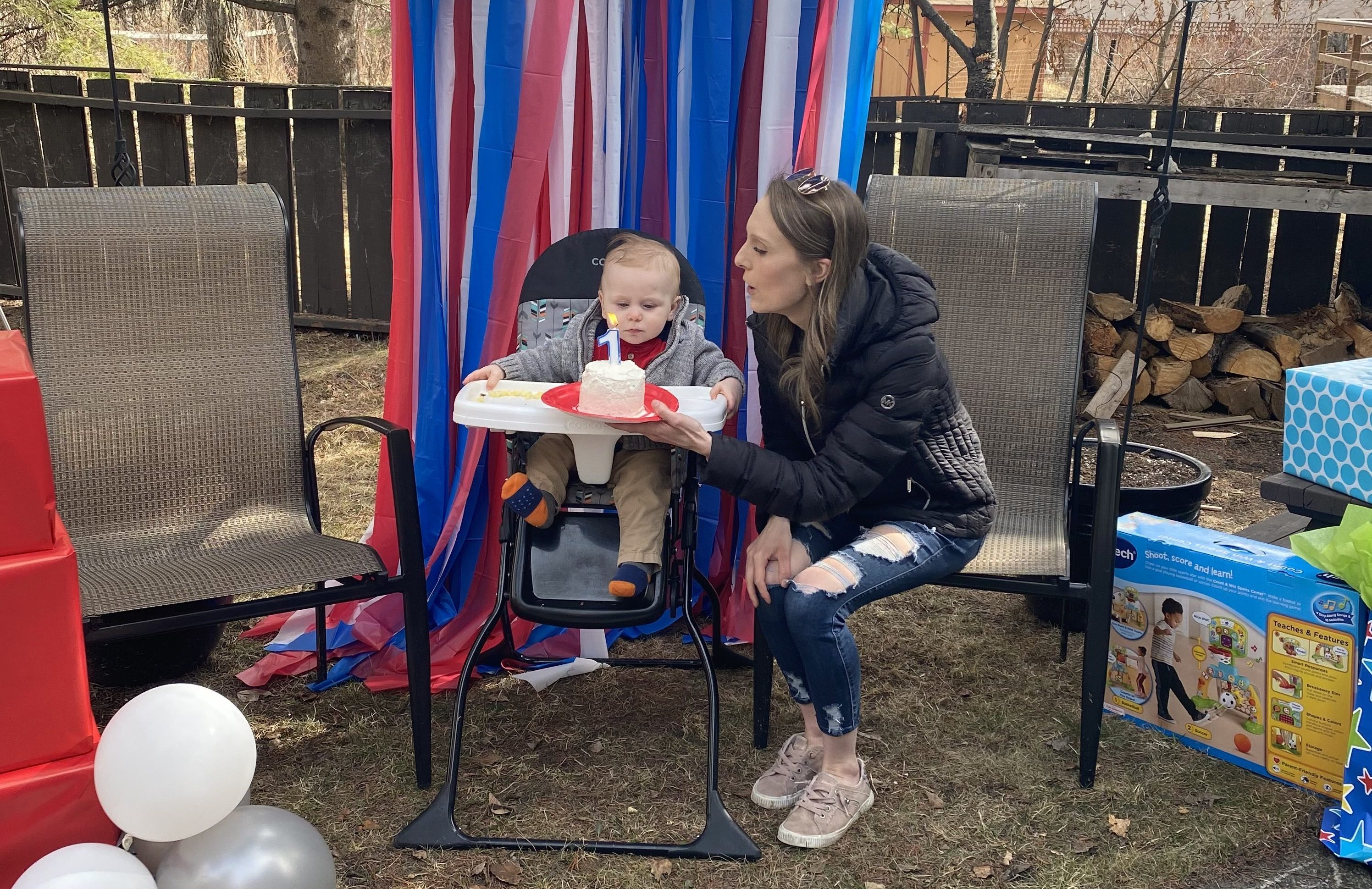 Noah McConnell and Mchale Busch celebrate the toddler’s birthday