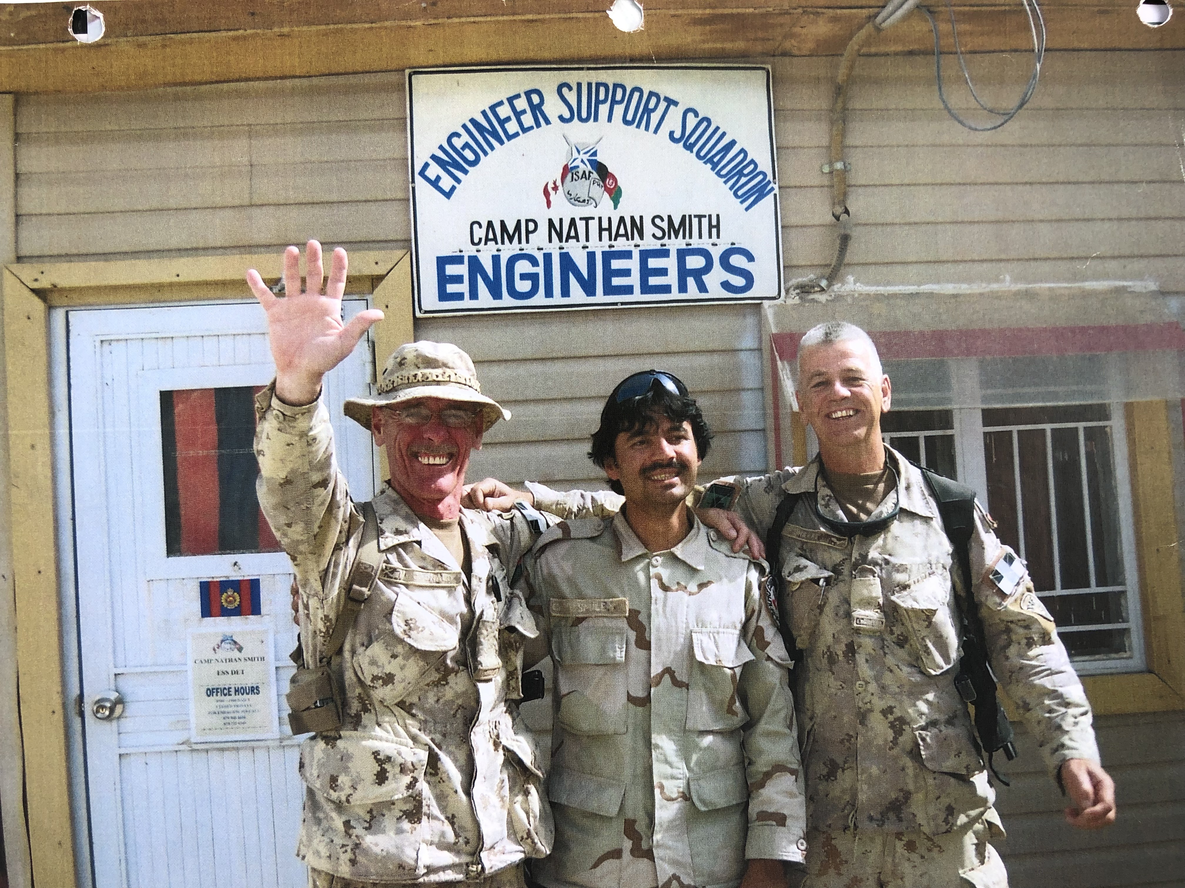 Mohammad Ismail (centre) at Camp Nathan Smith, Kandahar.