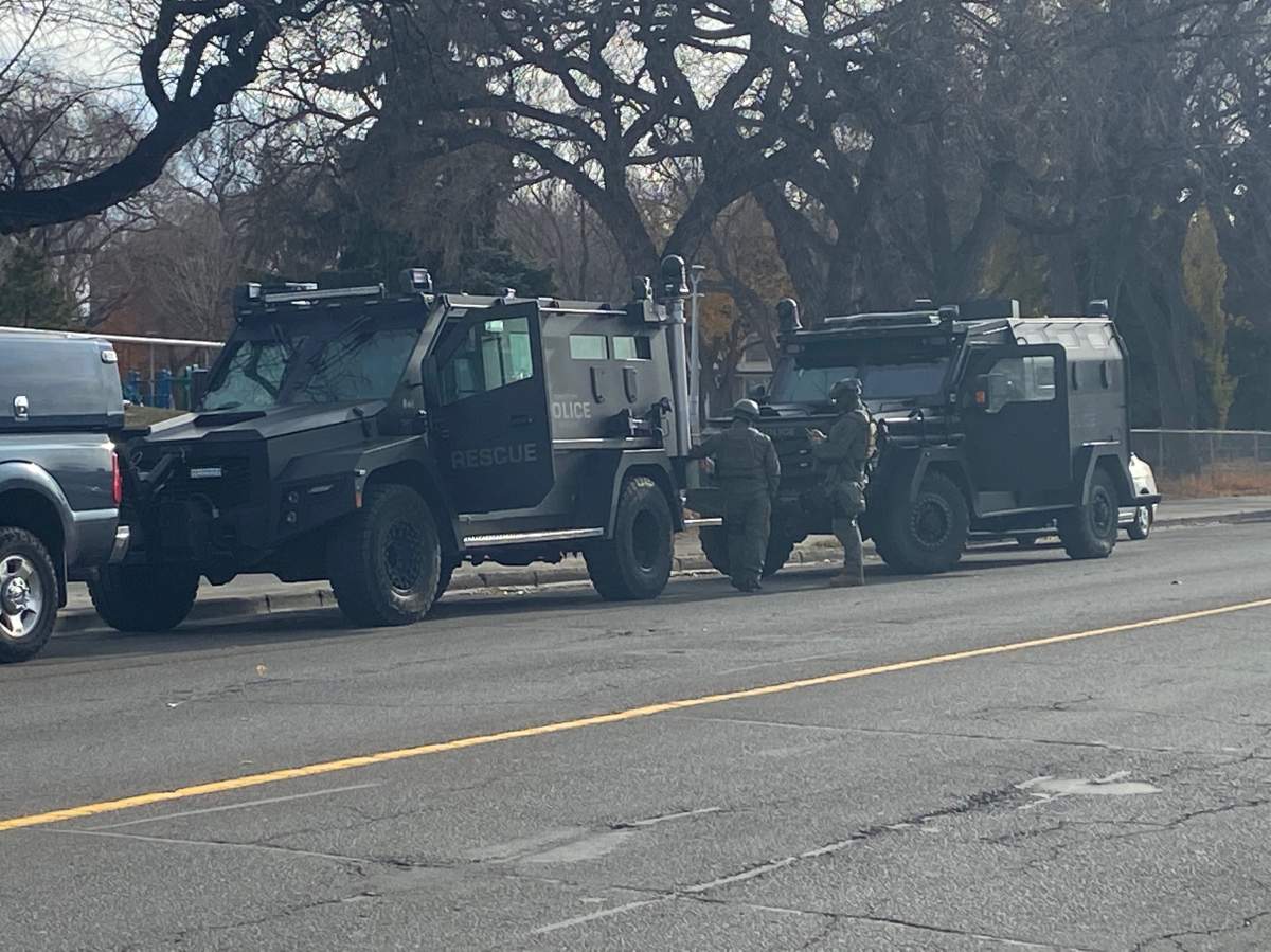Edmonton Police Service tactical team members responded to a weapons complaint near 95 Street and 109A/110 avenues in the McCauley neighbourhood on Friday, October 22, 2021.