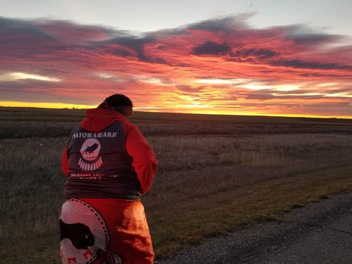 Natowawakii English is walking from Brocket to Calgary for the Sisters in Spirit Vigil on Oct. 4.