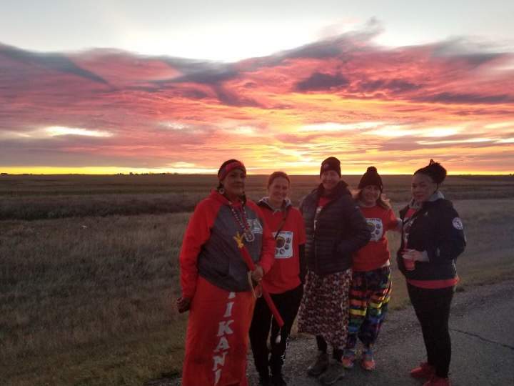Natowawakii with supporters during the Calling My Spirit Back walk.