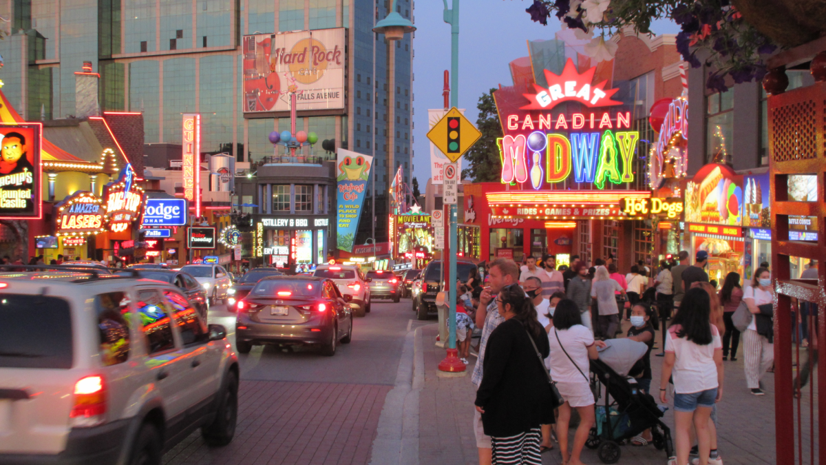 A photo of Clifton Hill in Niagara Falls, Ont. August 2020.