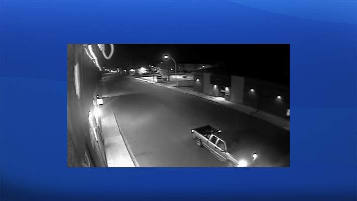 Olds RCMP show a suspect vehicle in relation to eight historic plaques stolen in the town.