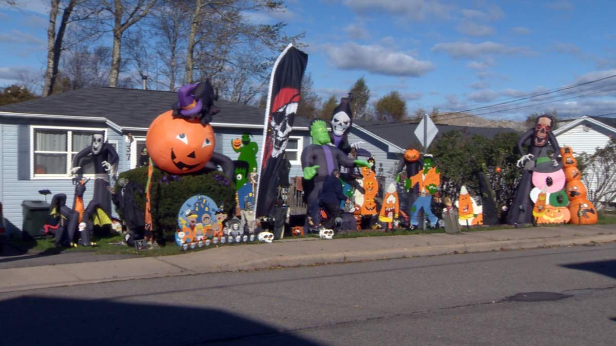 Saint John resident Barb Reicker has hundreds of Halloween decorations on her lawn.